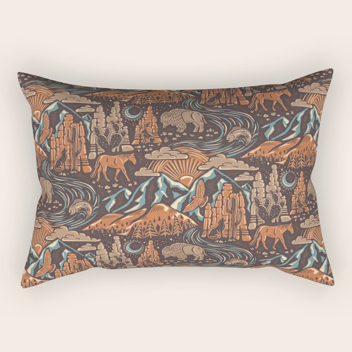 Wild West - Brown, Orange, and Blue  Rectangular Pillow Gallery Image 2