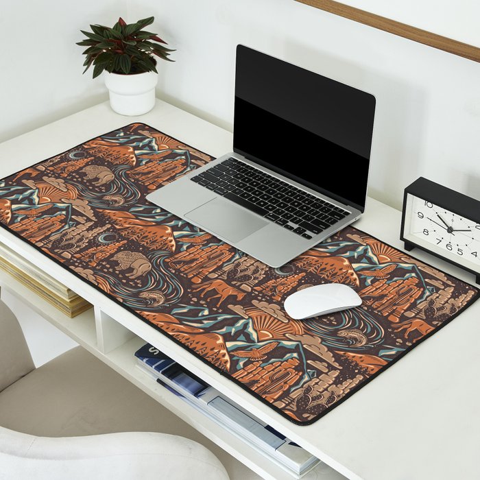 Wild West - Brown, Orange, and Blue  Desk Mat Gallery Image 2