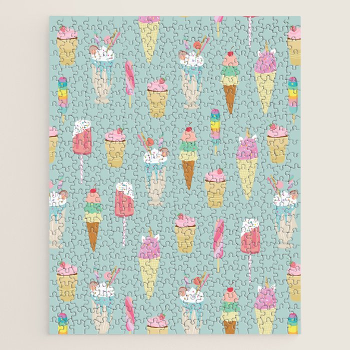 Vintage Ice Cream Pattern Jigsaw Puzzle