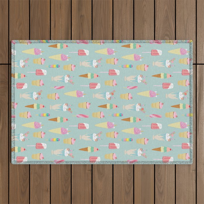 Vintage Ice Cream Pattern Outdoor Rug Gallery Image 1