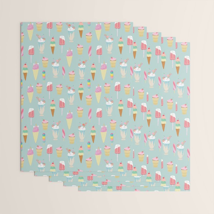 Vintage Ice Cream Pattern Wrapping Paper Gallery Image 3