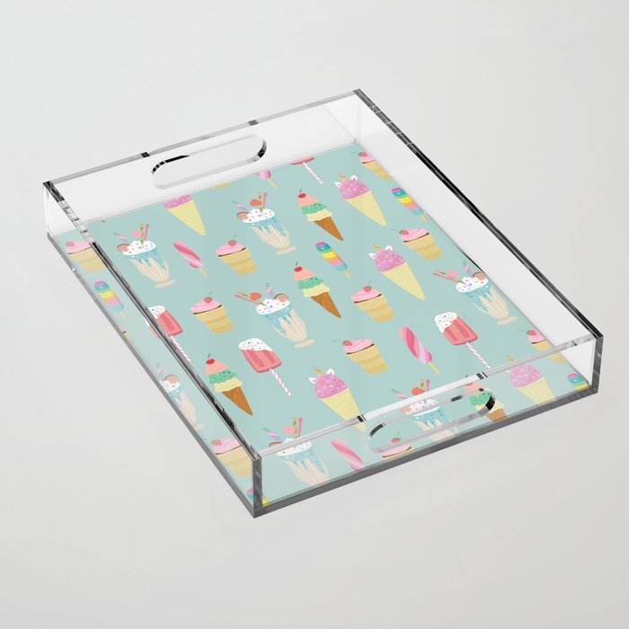 Vintage Ice Cream Pattern Acrylic Tray Gallery Image 1