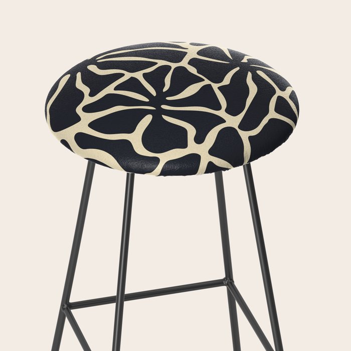 Black and white abstract flower art pattern Stool Gallery Image 2