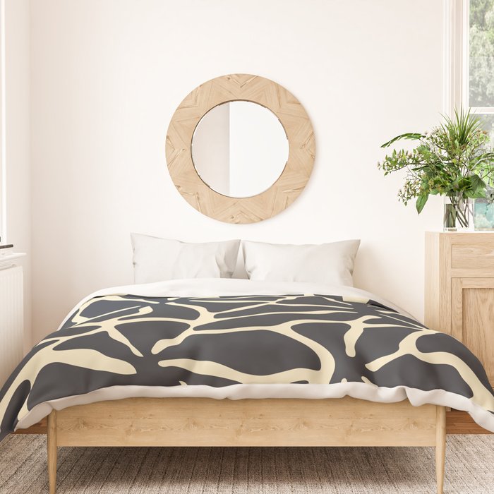 Black and white abstract flower art pattern Duvet Cover Gallery Image 3