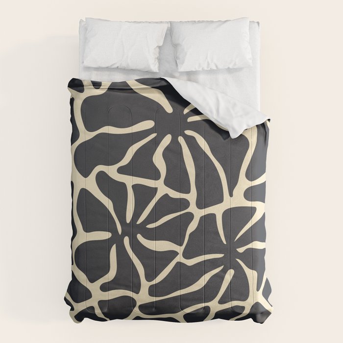 Black and white abstract flower art pattern Comforter Gallery Image 6