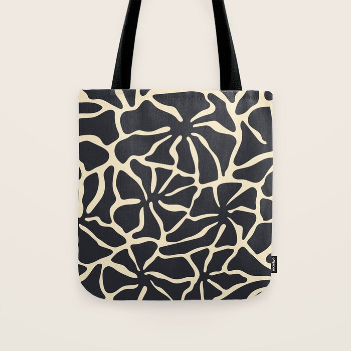 Black and white abstract flower art pattern Tote Bag Gallery Image 1