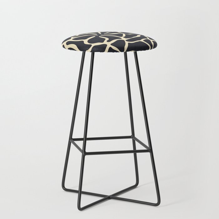 Black and white abstract flower art pattern Stool Gallery Image 1