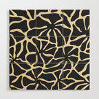 Black and white abstract flower art pattern Wood Wall Art Gallery Image 1