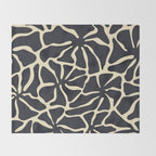 Black and white abstract flower art pattern Throw Blanket Gallery Image 2