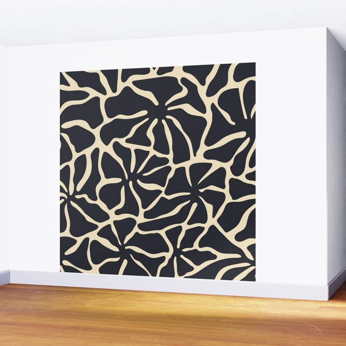 Black and white abstract flower art pattern Wall Mural Gallery Image 2