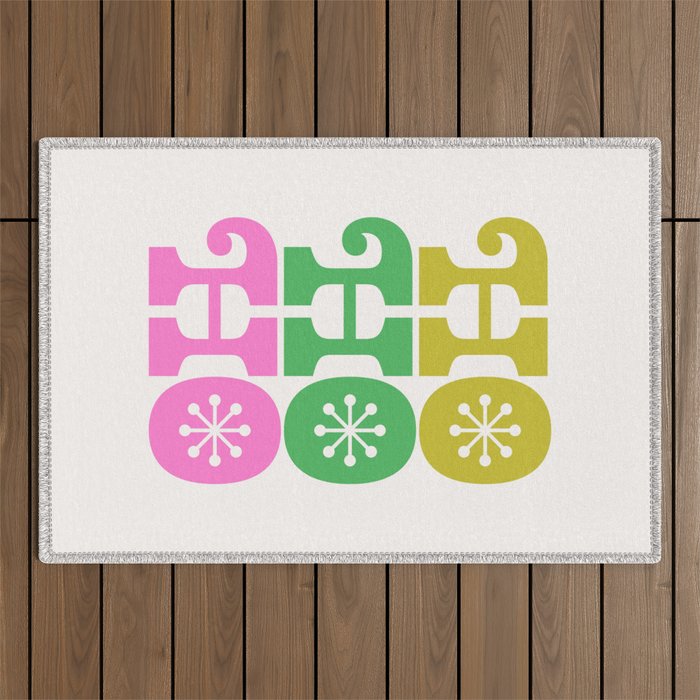 Ho Ho Ho - Pink and Green Outdoor Rug Gallery Image 1