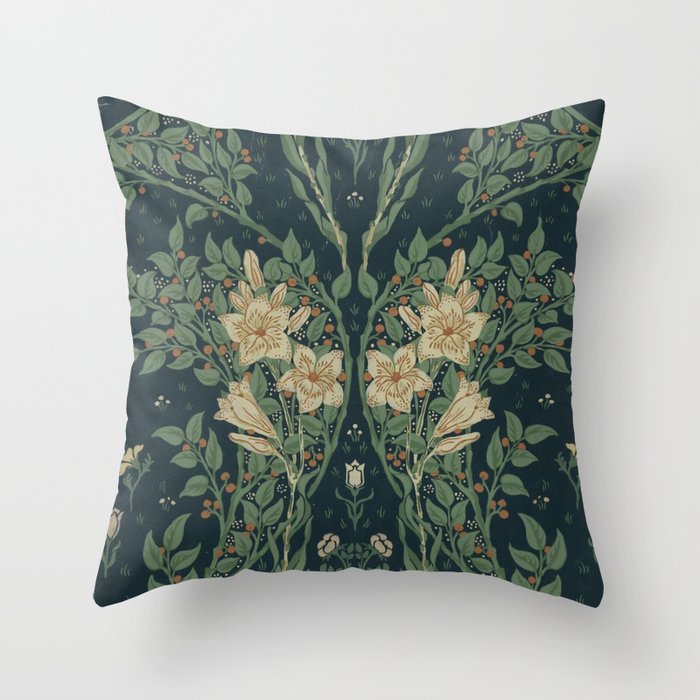 Francesca Floral by Walter Crane Throw Pillow Gallery Image 1