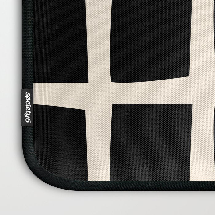 Midcentury Windows Geometric Check Pattern in Black and Almond Cream Laptop Sleeve Gallery Image 3