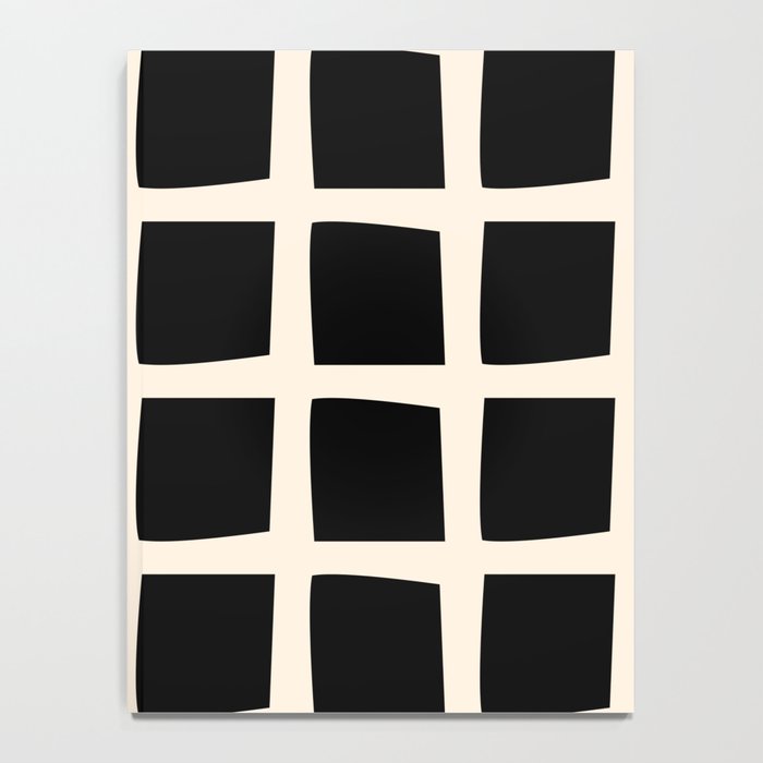 Midcentury Windows Geometric Check Pattern in Black and Almond Cream Notebook Gallery Image 4