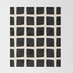 Midcentury Windows Geometric Check Pattern in Black and Almond Cream Throw Blanket Gallery Image 2