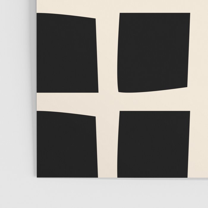 Midcentury Windows Geometric Check Pattern in Black and Almond Cream Poster Gallery Image 3