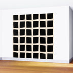 Midcentury Windows Geometric Check Pattern in Black and Almond Cream Wall Mural Gallery Image 2