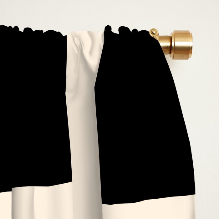 Midcentury Windows Geometric Check Pattern in Black and Almond Cream Window Curtain Gallery Image 2