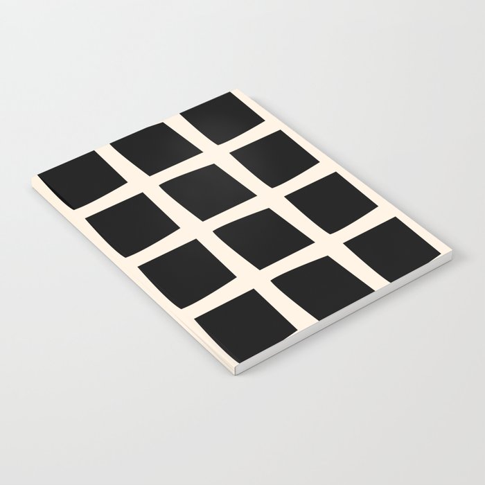 Midcentury Windows Geometric Check Pattern in Black and Almond Cream Notebook Gallery Image 2