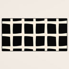 Midcentury Windows Geometric Check Pattern in Black and Almond Cream Desk Mat Gallery Image 3