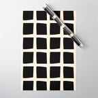 Midcentury Windows Geometric Check Pattern in Black and Almond Cream Wrapping Paper Gallery Image 1