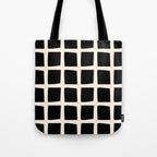 Midcentury Windows Geometric Check Pattern in Black and Almond Cream Tote Bag Gallery Image 1