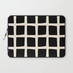 Midcentury Windows Geometric Check Pattern in Black and Almond Cream Laptop Sleeve Gallery Image 1