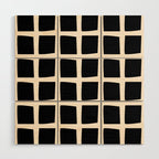 Midcentury Windows Geometric Check Pattern in Black and Almond Cream Wood Wall Art Gallery Image 1