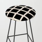 Midcentury Windows Geometric Check Pattern in Black and Almond Cream Stool Gallery Image 2