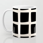 Midcentury Windows Geometric Check Pattern in Black and Almond Cream Coffee Mug Gallery Image 3
