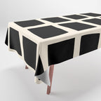Midcentury Windows Geometric Check Pattern in Black and Almond Cream Tablecloth Gallery Image 1