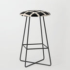 Midcentury Windows Geometric Check Pattern in Black and Almond Cream Stool Gallery Image 1