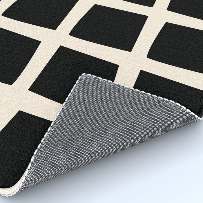 Midcentury Windows Geometric Check Pattern in Black and Almond Cream Rug Gallery Image 4