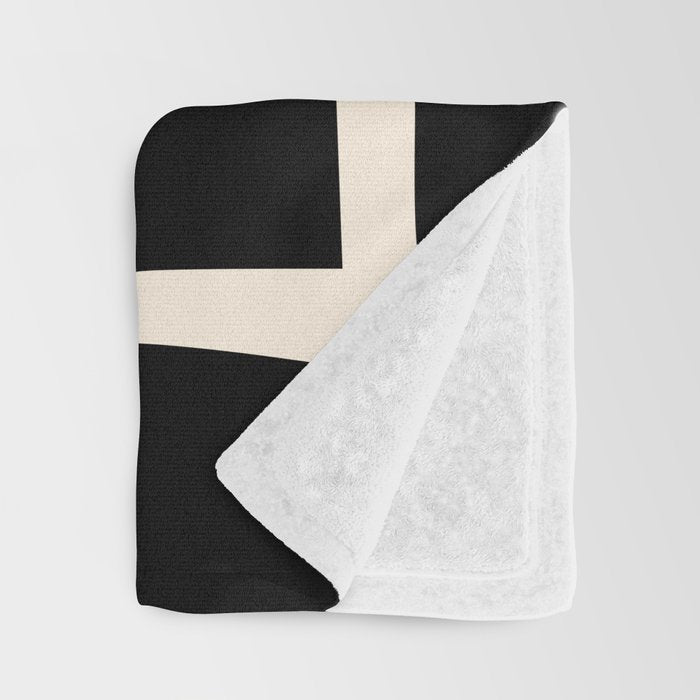 Midcentury Windows Geometric Check Pattern in Black and Almond Cream Throw Blanket Gallery Image 3