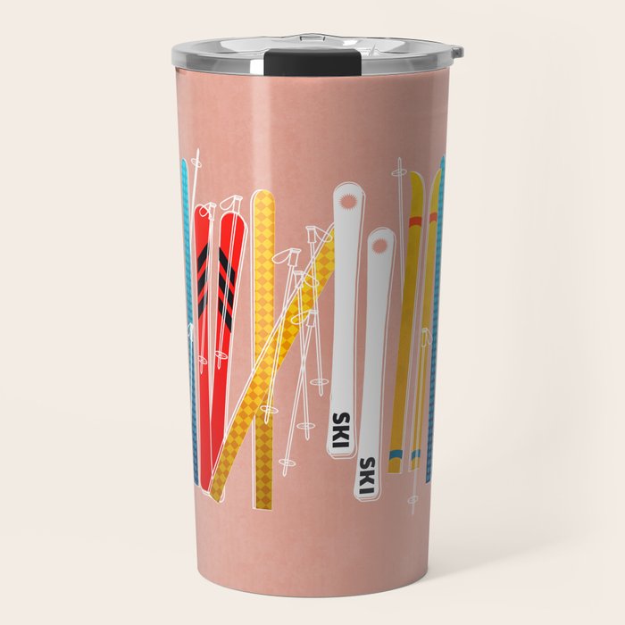 Colorful Ski Illustration and Pattern no 2 Travel Mug Gallery Image 1