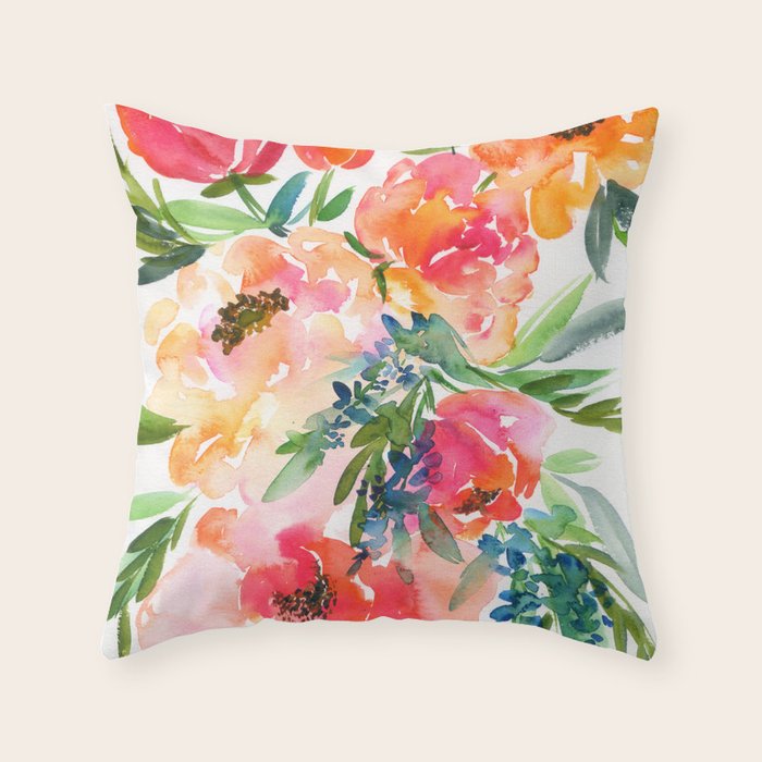 bouquet of huge peonies Throw Pillow Gallery Image 6