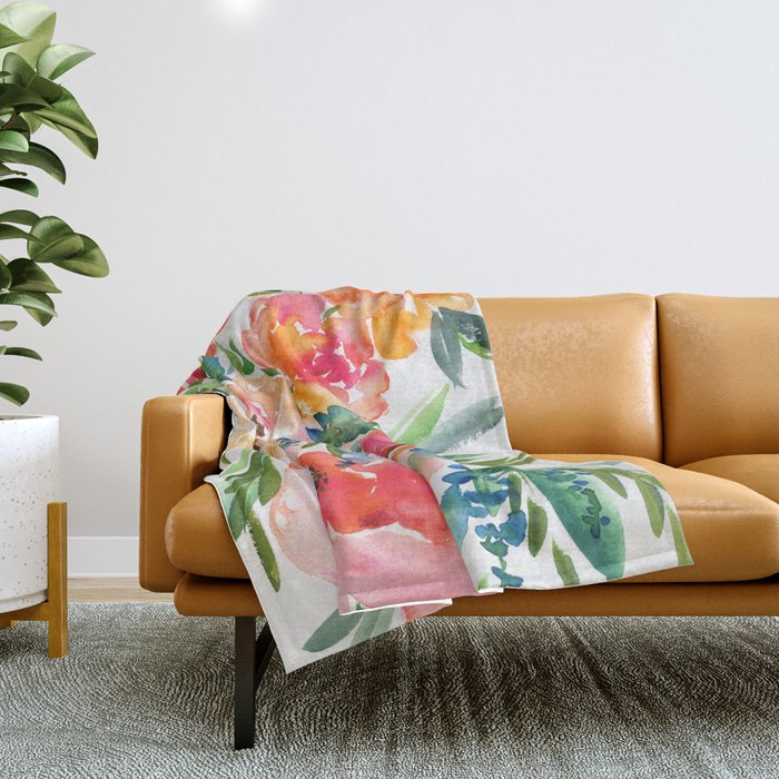 bouquet of huge peonies Throw Blanket Gallery Image 1