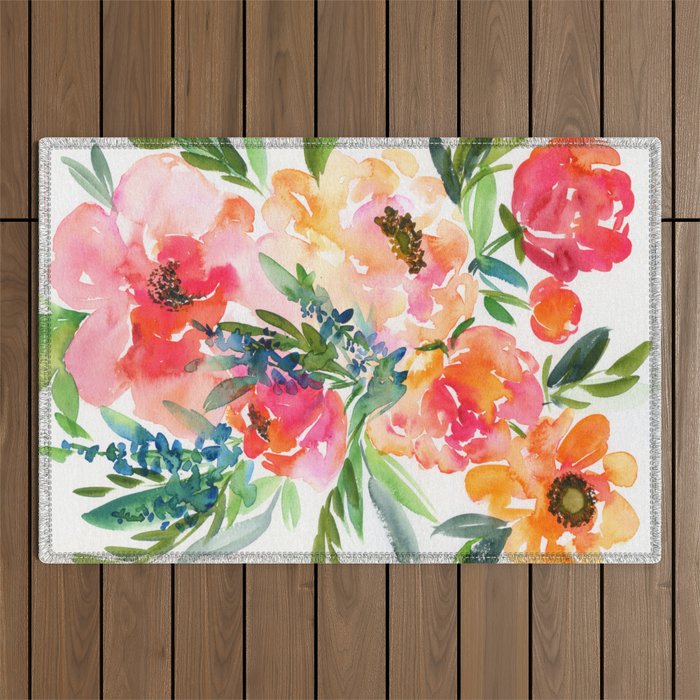 bouquet of huge peonies Outdoor Rug Gallery Image 1