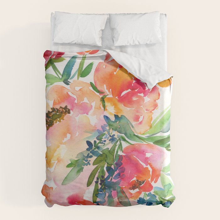 bouquet of huge peonies Duvet Cover Gallery Image 1