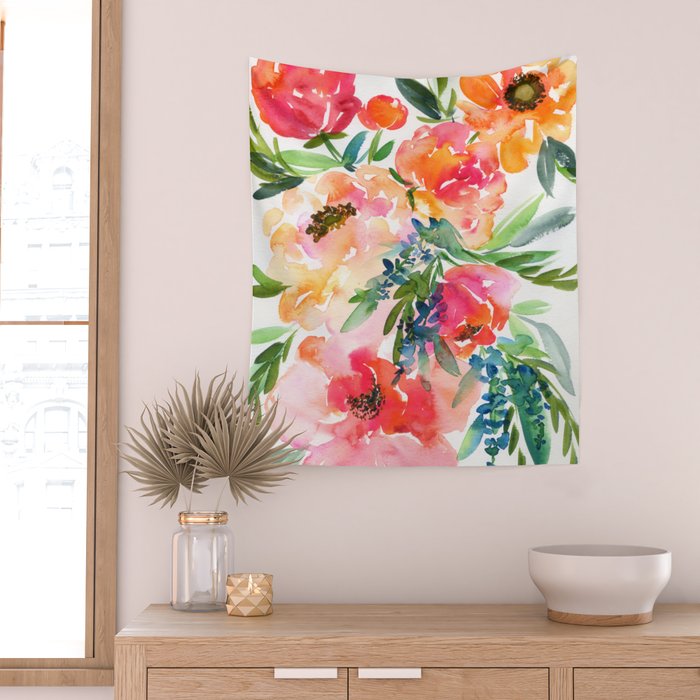 bouquet of huge peonies Wall Tapestry Gallery Image 2