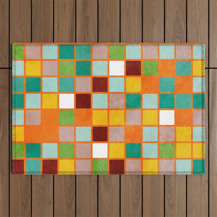 little sunny checkers Outdoor Rug Gallery Image 1