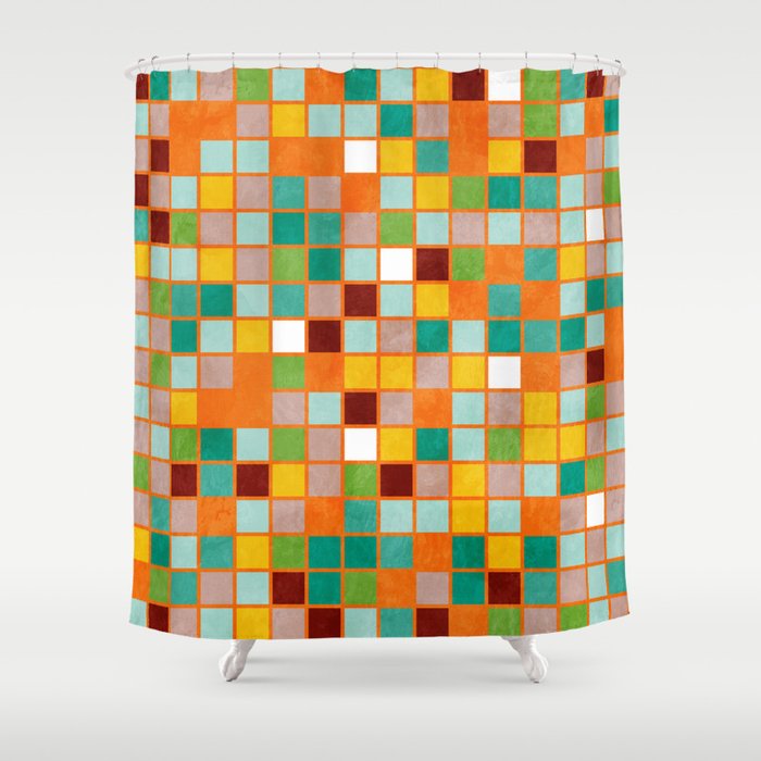 little sunny checkers Shower Curtain Gallery Image 1