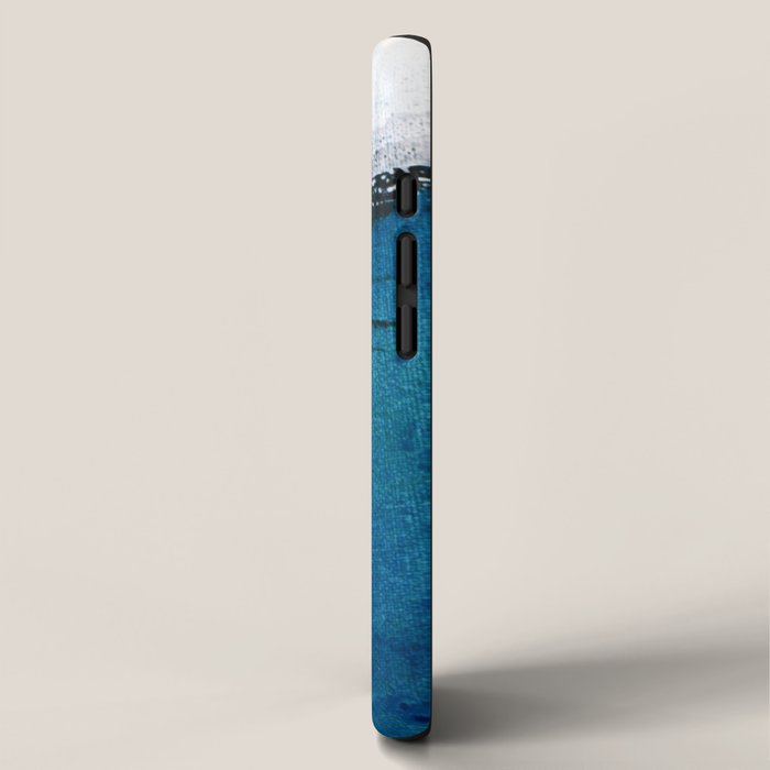 In the Surf: a vibrant minimal abstract painting in blues and gold iPhone Case Gallery Image 2