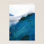In the Surf: a vibrant minimal abstract painting in blues and gold Stationery Card Gallery Image 2