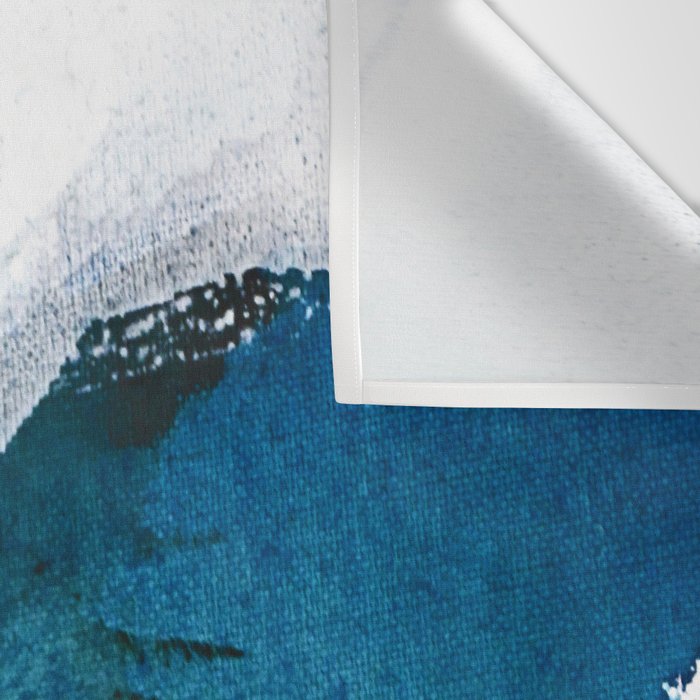 In the Surf: a vibrant minimal abstract painting in blues and gold Wall Tapestry Gallery Image 3
