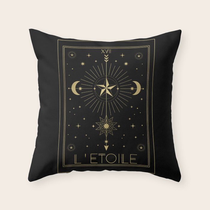 L'Etoile or The Star Tarot Gold Throw Pillow Gallery Image 1