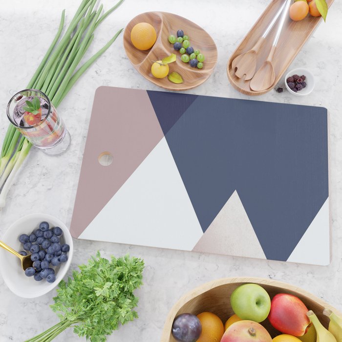 Geometrics - blush indigo rose gold Cutting Board Gallery Image 2