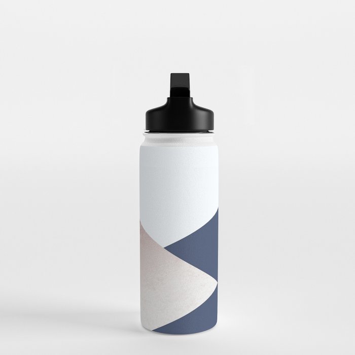 Geometrics - blush indigo rose gold Water Bottle Gallery Image 3