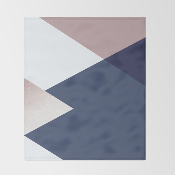 Geometrics - blush indigo rose gold Throw Blanket Gallery Image 2