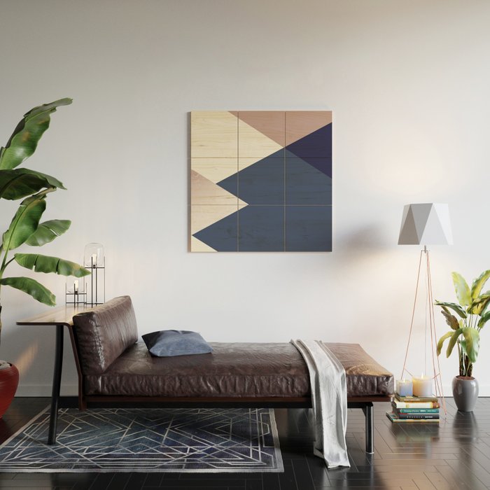 Geometrics - blush indigo rose gold Wood Wall Art Gallery Image 2